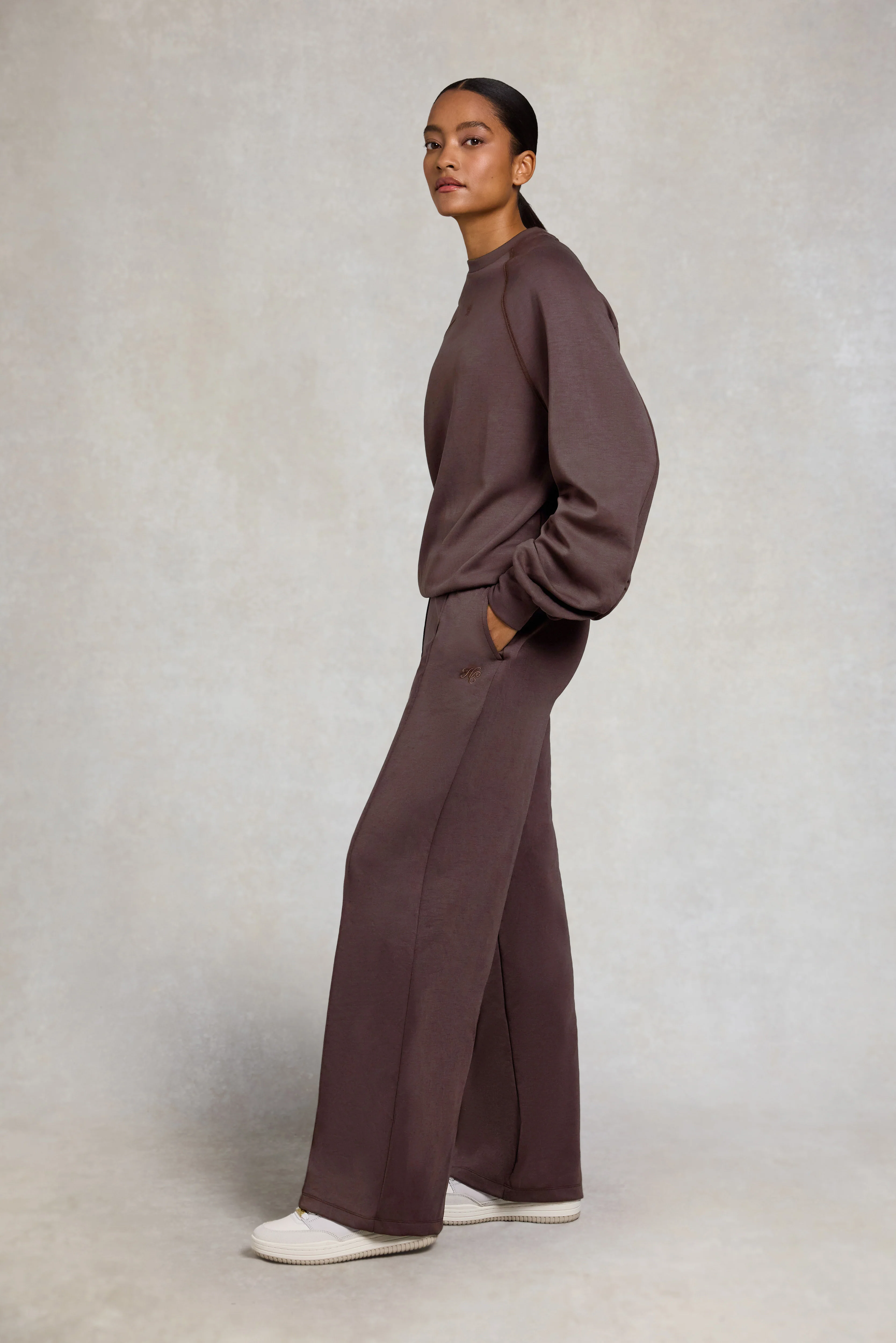 Artemis Wide Leg Soft Jogger (Chocolate)