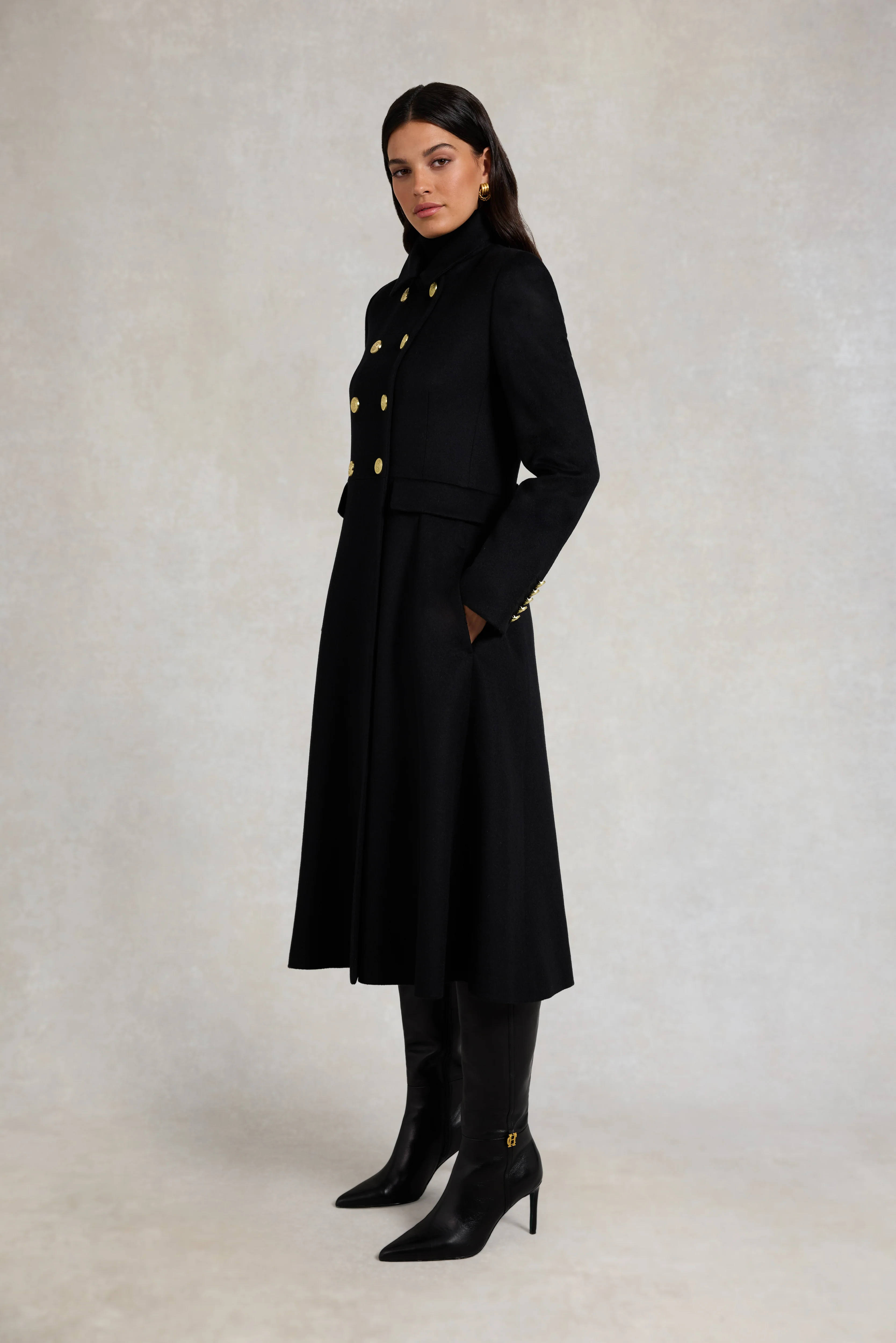 Windsor Fit & Flare Coat (Soft Black) - Image 3