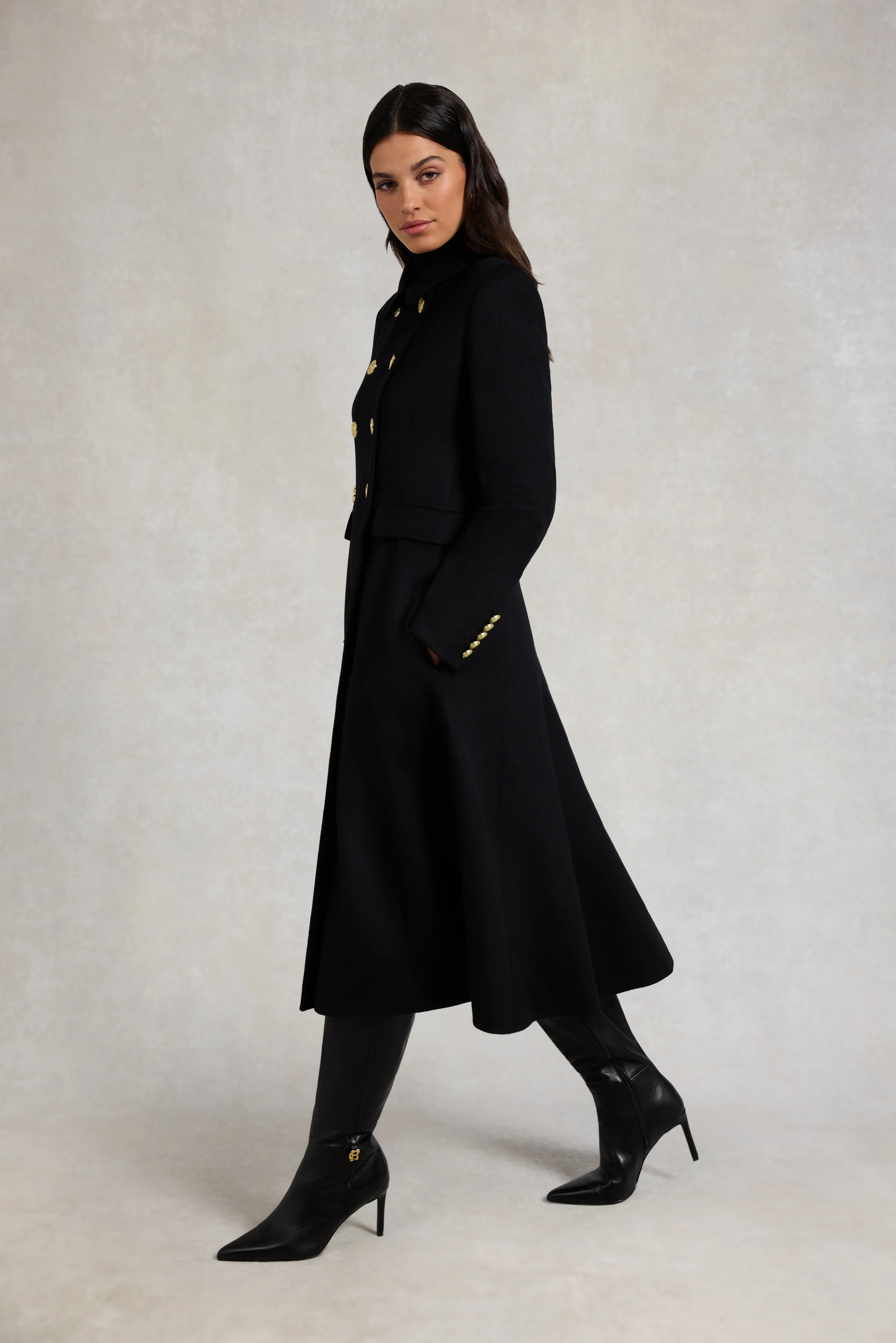 Windsor Fit & Flare Coat (Soft Black) - Image 5