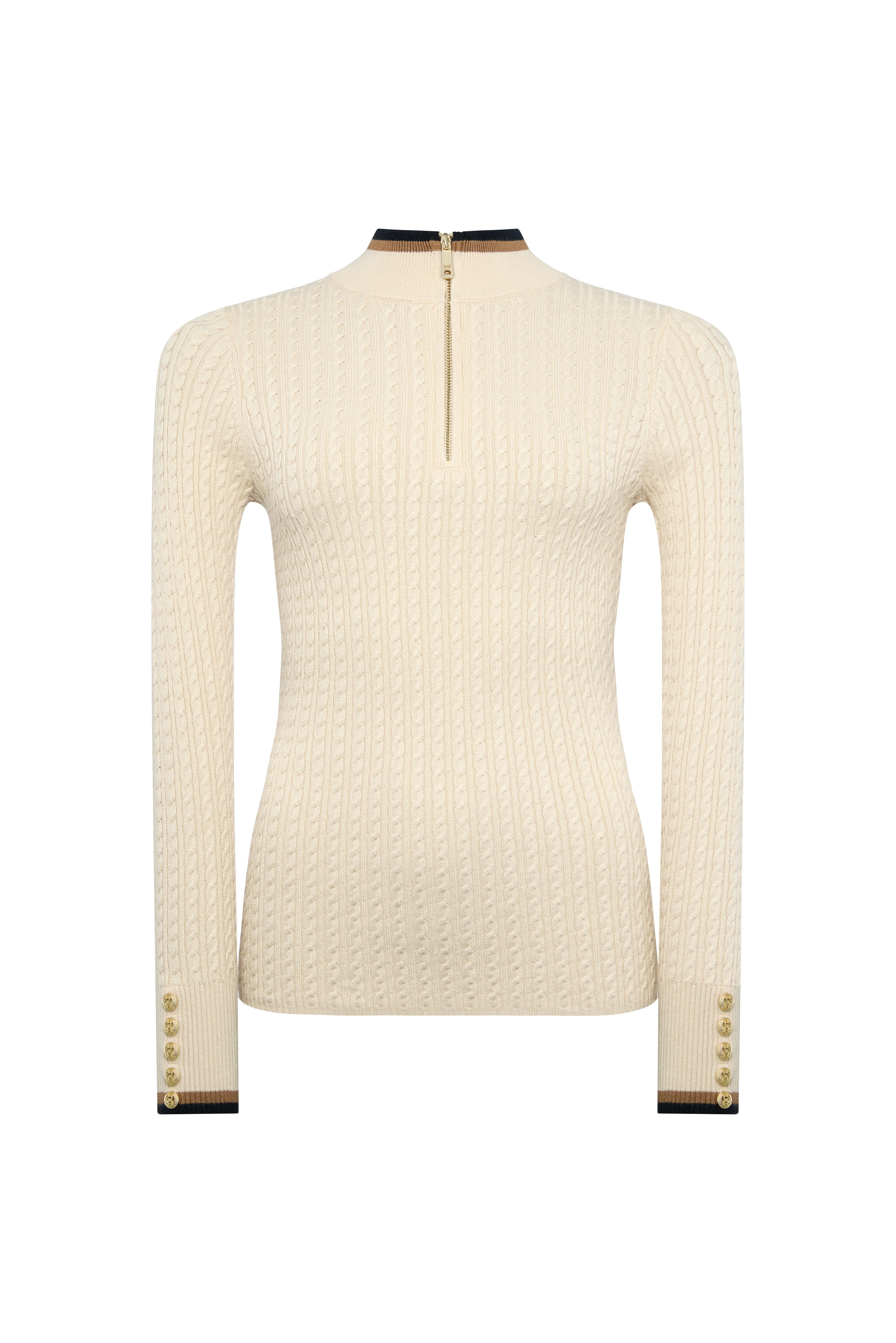 Zoe Quarter Zip Knit (Almond) - Image 4